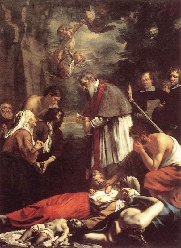 OOST, Jacob van, the Younger St Macarius of Ghent Giving Aid to the Plague Victims sh oil painting picture